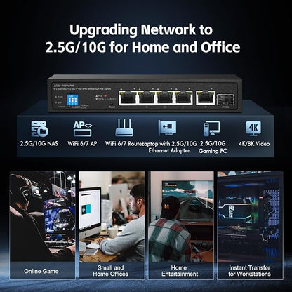 6 Port 2.5G PoE Managed Switch, 10G SFP+ Slot, IEEE802.3af/at 100W, Support - Image 8