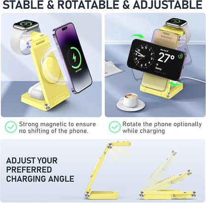 Magnetic Wireless Charger Stand, 3 in 1 Foldable Wireless Charging Station - Image 4