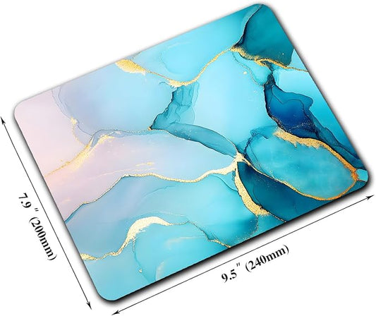 Golden Textured Teal Marble Custom Mouse Pad - Image 2