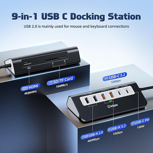USB C Hub 10Gbps, 9-in-1 USB C Docking station - Image 2