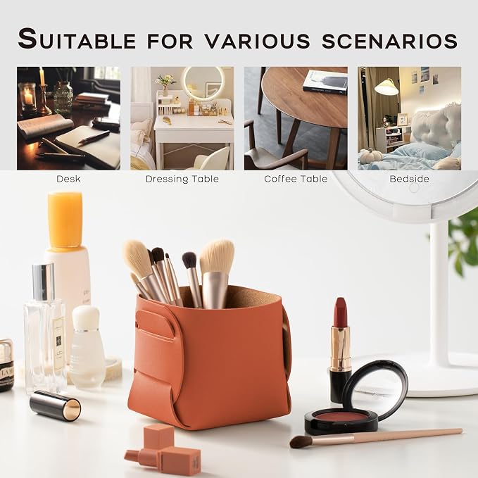 HOMIEAZICOZI 2-Pack Cork Leather Desk Accessories Storage - Image 5