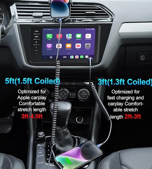 iPhone Charger Cable for Car 3FT, Retractable Charging Cord Compatible - Image 3