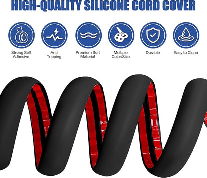 Floor Cord Cover Self Adhesive Cord Hider, 10FT Cable Management, Extension - Image 3
