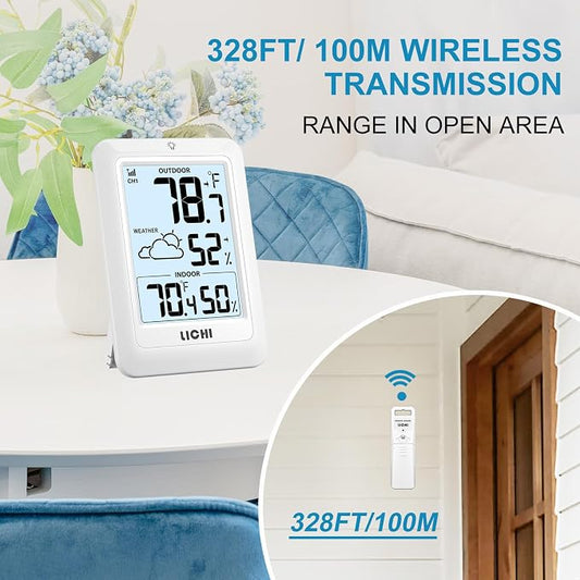 Indoor Outdoor Thermometer Wireless Weather Station, Internal External - Image 2