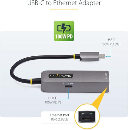 StarTech.com 2.5GbE USB-C to Ethernet Adapter, 100W PD Pass-Through, NBASE-T NIC - Image 2