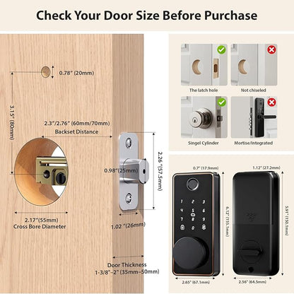 Keyless Entry Door Lock, Biquole Smart Lock, Fingerprint Door Lock | - Image 8