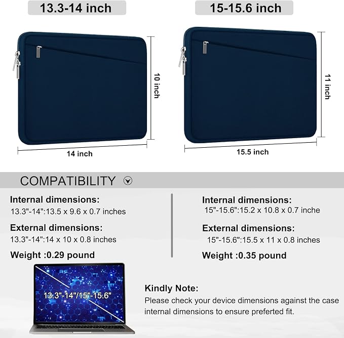 Laptop Sleeve Case, 15.6 inch, Durable Computer Carrying Bag Protective Case - Image 6