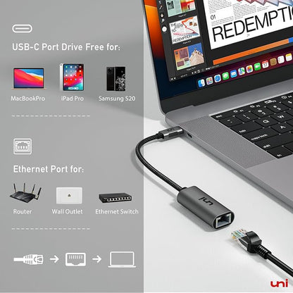uni USB C to Ethernet Adapter, Driver Free RJ45 to USB C, 1Gbps Type-C Gigabit - Image 8