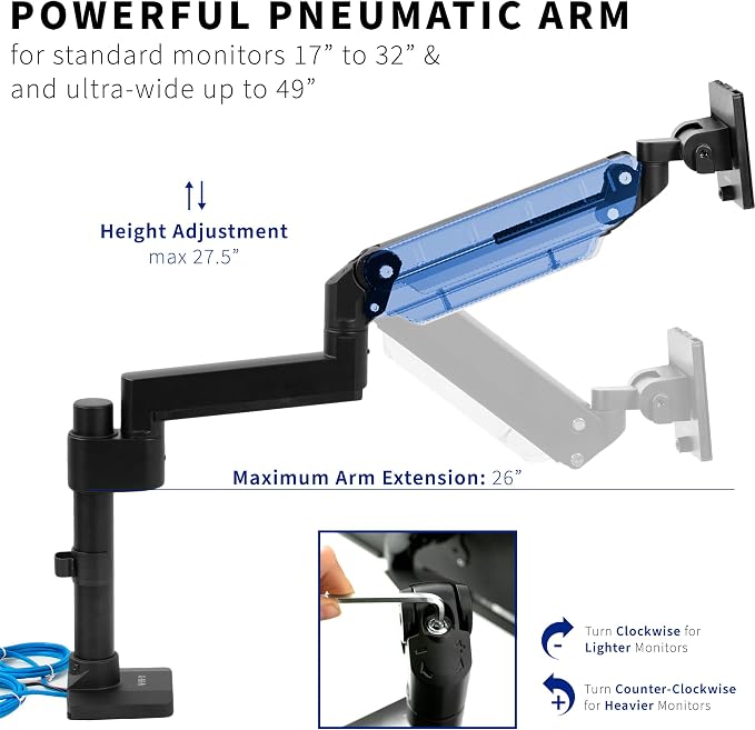 VIVO Premium Aluminum Tall Extended Monitor Arm - Image 4