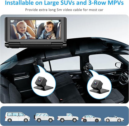 Baby Car Camera for 2 Kids, 6.86" 1080P HD Split Screen Baby Monitor - Image 6