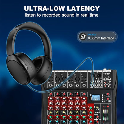 6 Channel Audio Mixer, Professional Music Mixer Board DJ Mixing Console - Image 6