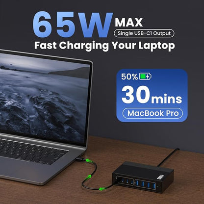 200W USB C Charger Block, 8-in-1 GaN III USB C Charger Fast Charging Station Hub - Image 3
