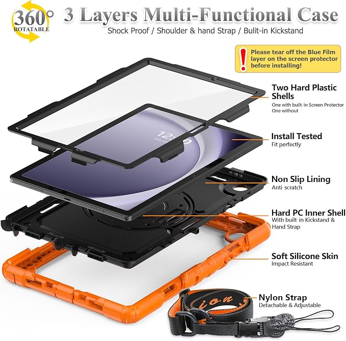 SEYMAC stock Case for Samsung Galaxy Tab A9+ Plus 11'', Full-Body Drop - Image 7