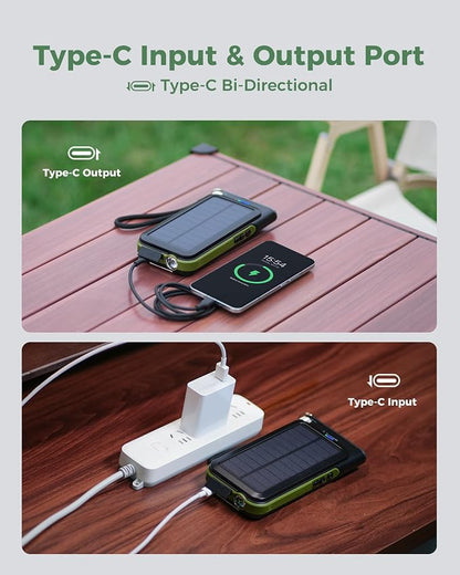 GOODaaa Solar Power Bank, 45800mAh Wireless Portable Charger Built-in Cables - Image 5