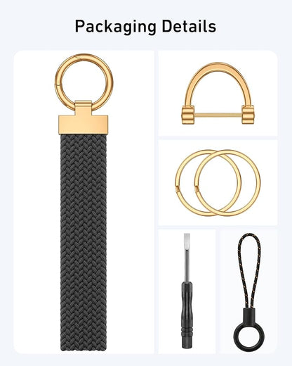 Stretchy Braided Wristlet D-Ring Detachable - Image 2