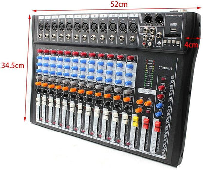 12 Channel Audio Mixer, DJ Soundboard Sound Mixer Console - Image 4