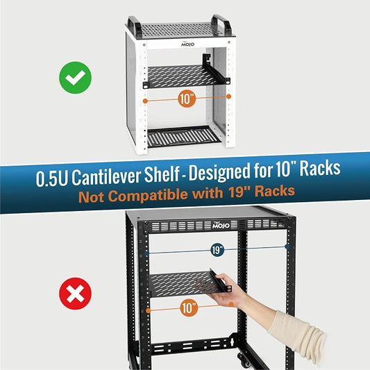 Tecmojo 2 Pack 0.5U Rack Mount Shelf - Image 2