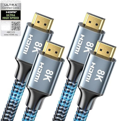 8K HDMI Cable 6 ft 2Pack, 48Gbps High Speed HDMI 2.1 Cable, Braided HDMI Cable by CABNEER
