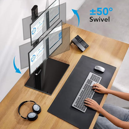 AX WABER Dual Monitor Stand Vertical Stack Screen Free-Standing Desk Mount Arm - Image 4