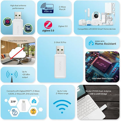 Z-Stick 10 Pro - Zigbee 3.0 & Z-Wave 800 Series USB Adapter - Works - - Image 2