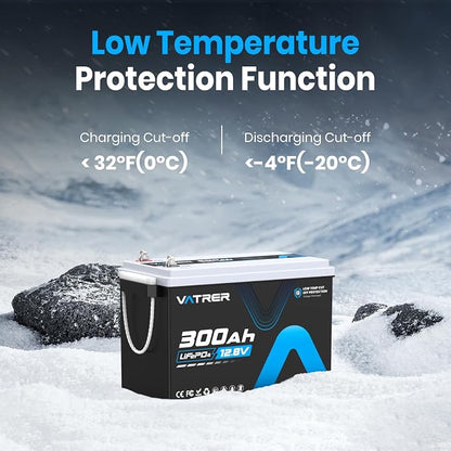 12V 300AH Low Temp Cutoff LiFePO4 Battery, Built in 200A BMS, Max 2560W Power - Image 4