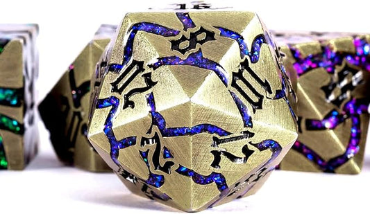 Metal DND Dice Set, Glitter Crack Dice Set - Image 2