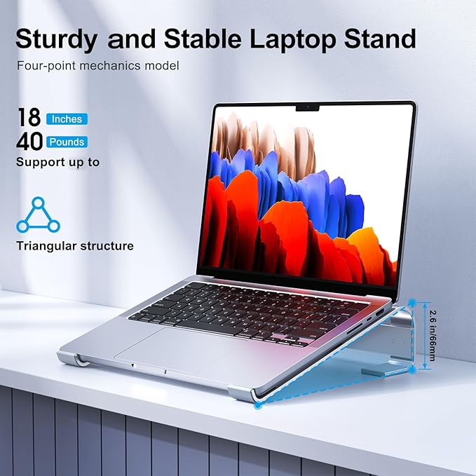 Laptop Stand for Desk, Aluminum Laptop Riser, Ergonomic Computer Stand - Image 3