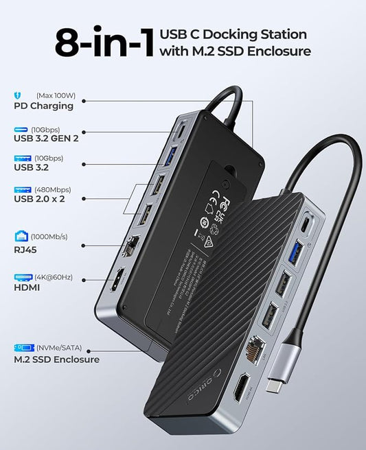 ORICO 8-in-1 USB C Docking Station - Image 2