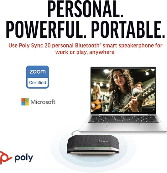 Poly Sync 20 USB-C Personal Portable Smart Speakerphone – Noise/Echo Reduction - Image 2