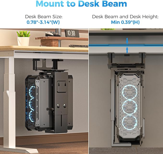 Suptek Clamp-on Desk or Desk Leg PC Mount, Adjustable Height and Width - Image 5