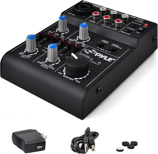 Pyle 5-Channel Professional Audio Mixer DJ Sound Board – Compact Music Mixer by PyleUSA