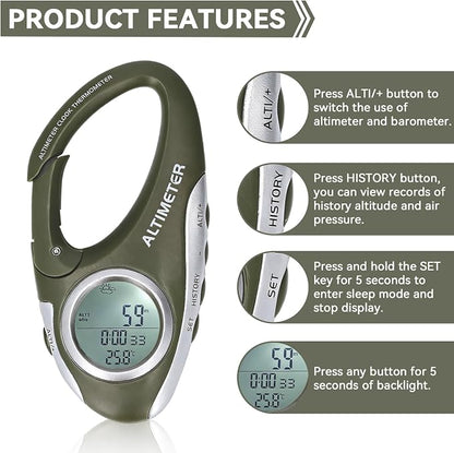 HERCHR Digital Altimeter, Hiking Thermometer Portable Compass - Image 4