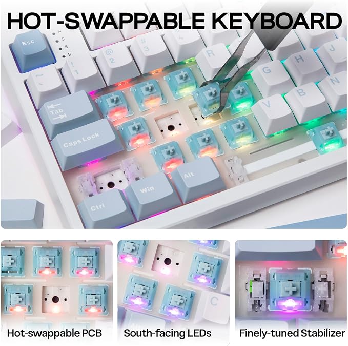 EPOMAKER TH108 Full Size Mechanical Keyboard, Wireless Gaming Keyboard - Image 8