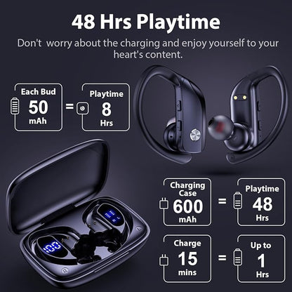 bmanl Wireless Earbuds Bluetooth Headphones 48hrs Play Back Sport Earphones - Image 3