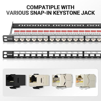 AMPCOM 24 Port Blank Keystone Patch Panel - Image 6