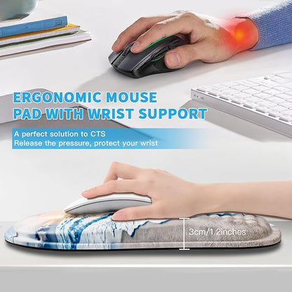 Mouse Pad with Wrist Rest, Ergonomic Mousepads with Wrist Support, Soft Lycra - Image 2
