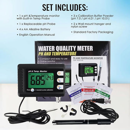 2 in 1 Temperature pH Monitor Meter Tester Sensor test Kit 0~14.0 pH Automatic - Image 8
