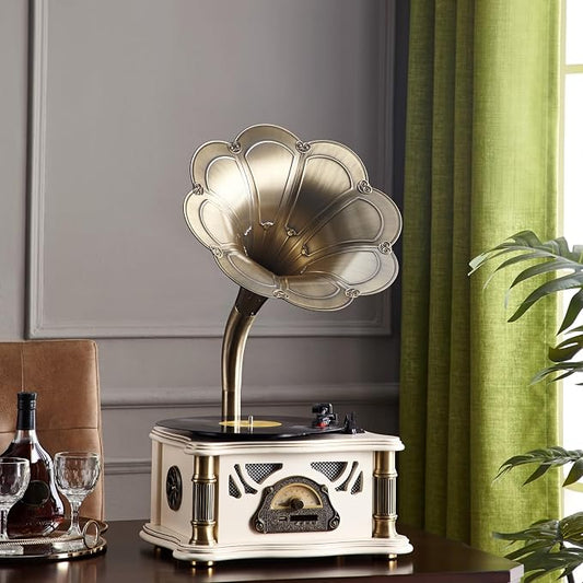 Vintage Gramophone with Bluetooth Output Vintage Record Players Retro by HZLSBLVintageGramophone