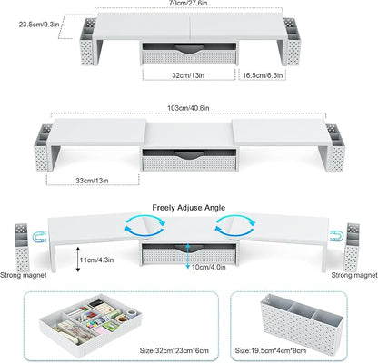 Spacrea Metal Desk Organizers and Accessories, Dual Monitor Stand Riser - Image 5