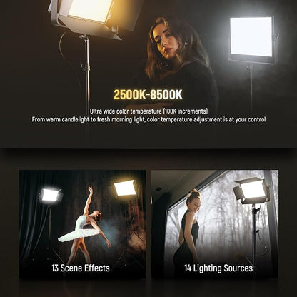 NEEWER 100W Bi Color LED Panel Video Light Kit, 960 LEDs 38600Lux@0.5m - Image 4