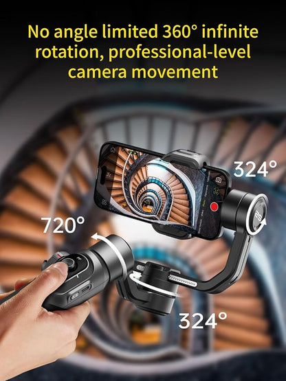 Gimbal Stabilizer for Smartphone, 3-Axis Industry-Standard Gimbal w/360°Rotation - Image 3
