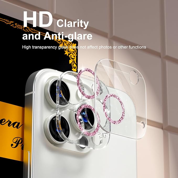 beuxece for 6 Pack iPhone 15 Pro/iPhone 15 Pro Max Camera Lens Protector 9H - Image 6