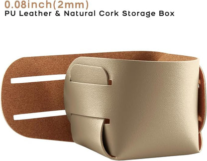 HOMIEAZICOZI 2-Pack Cork Leather Desk Accessories Storage - Image 2