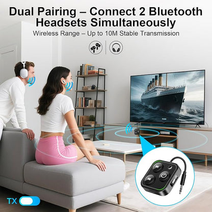 2025 Pro Bluetooth 5.4 Transmitter Receiver, 2-in-1 Wireless Audio Adapter - Image 4