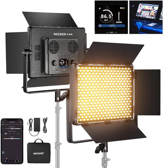 NEEWER Bi Color LED Panel Video Light APP/2.4G/DMX Control, 60W 26600Lux/0.5m by Neewer