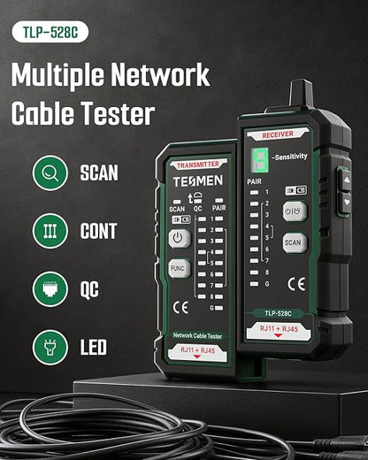 TESMEN TLP-528C Network Cable Tester, RJ11 RJ45, Ethernet Wire Tracer Toner - Image 2