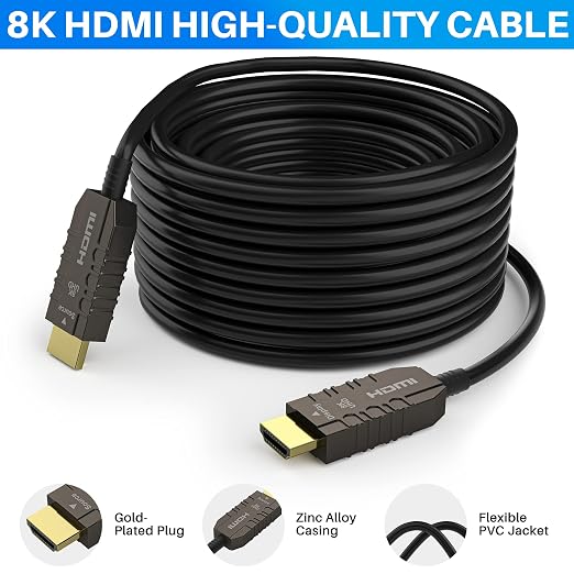 Certified 8K Fiber Optic HDMI 2.1 Cable 75 FT, Real HDMI® Cable, Ultra HD - Image 2
