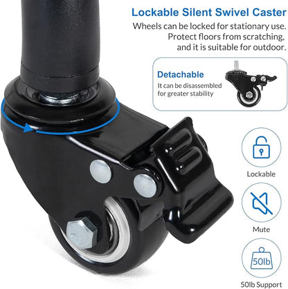 Laptop Tripod on Wheels with 2 Shelves, Portable Projector Floor Stand - Image 4