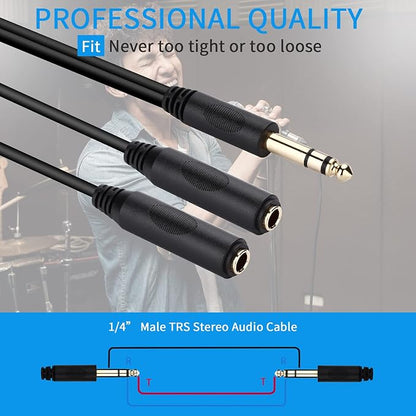 1/4 Splitter Cable, 1/4 Inch TRS Male to Dual 1/4 Inch TRS Female Stereo Jack - Image 5