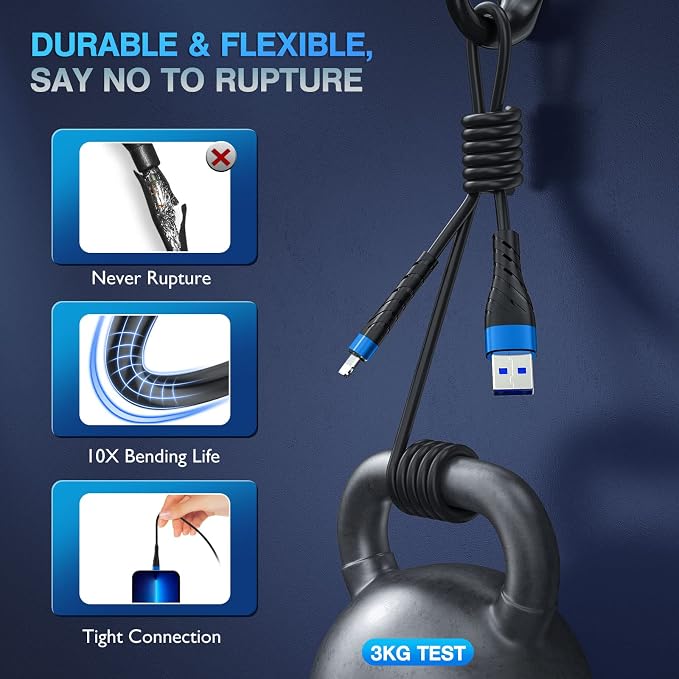 OIITH MFi Certified for iPhone Charger Cable 3 Pack 3 Ft, for Lightning - Image 5